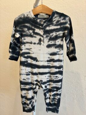 Fairwell Black & White Tie-Dye Footed One-Piece